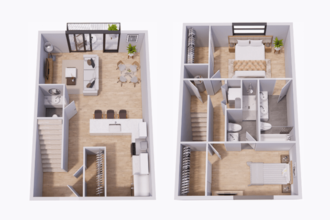Floor plan for 2 beds, 2 baths, 1170 sqft
